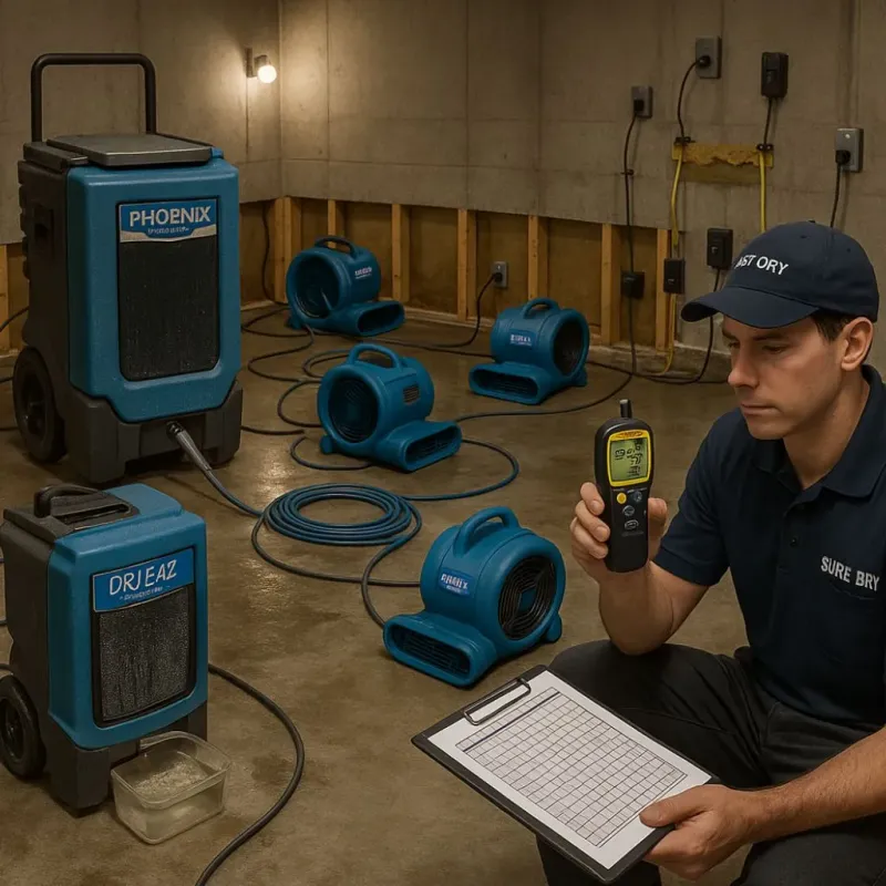 Structural Drying and Dehumidification process in Sulphur Springs, TX
